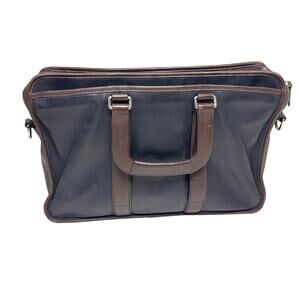 Coach Vintage 80s Embassy Briefcase Black, Brown Leather Zip Close Two Handle